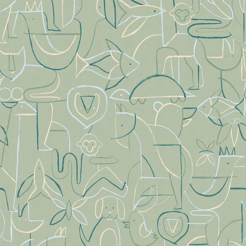 Animalia Emerald BB Kids Wallpaper by Coordonné