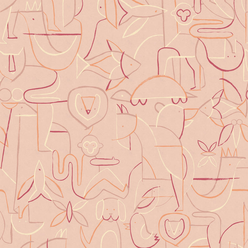 Animalia Peach BB Kids Wallpaper by Coordonné