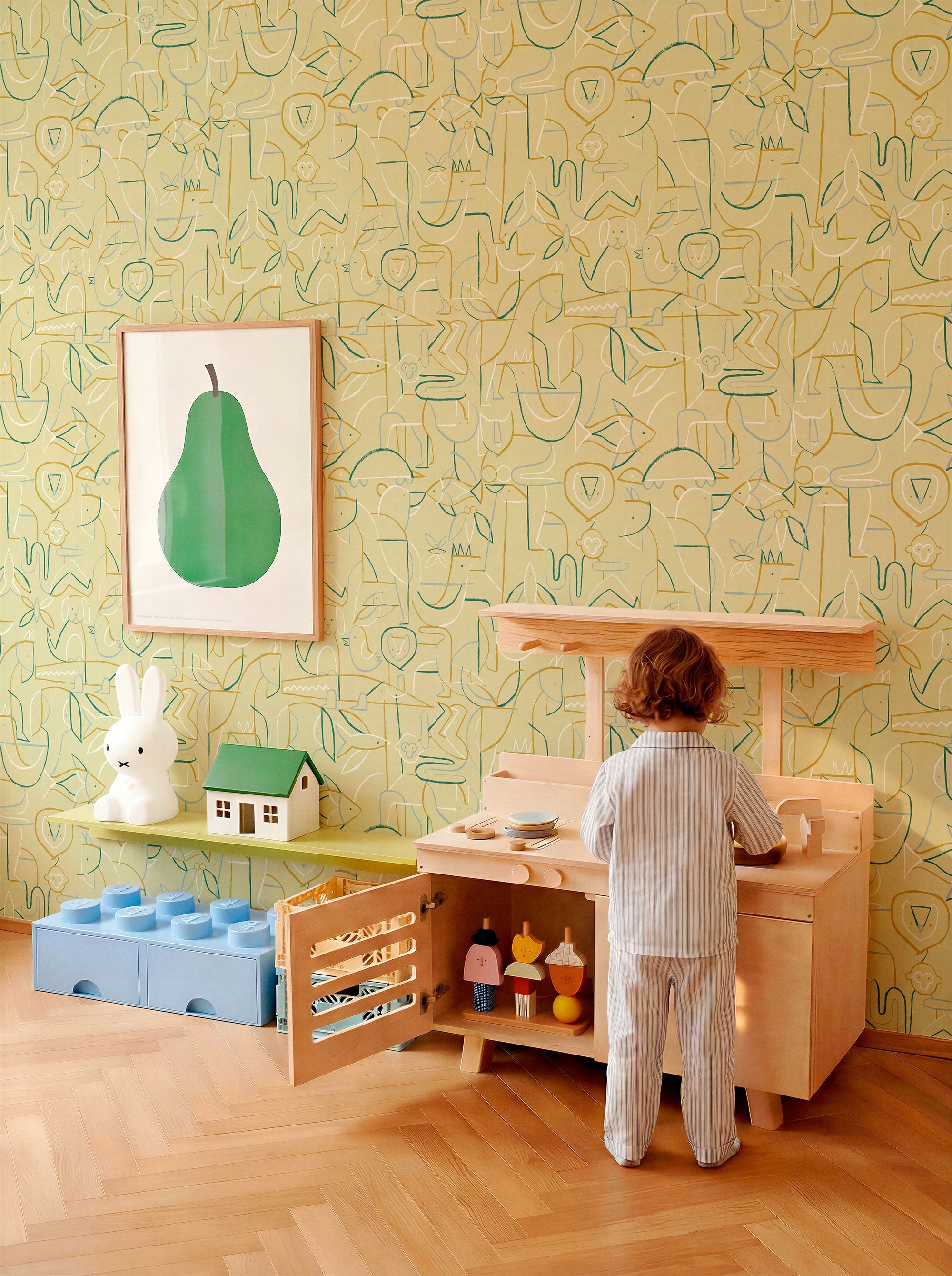 Animalia Buttercream BB Kids Wallpaper by Coordonné