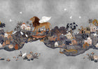 D00460 Panchatantra Indigo Kala Mural by Coordonné - flat