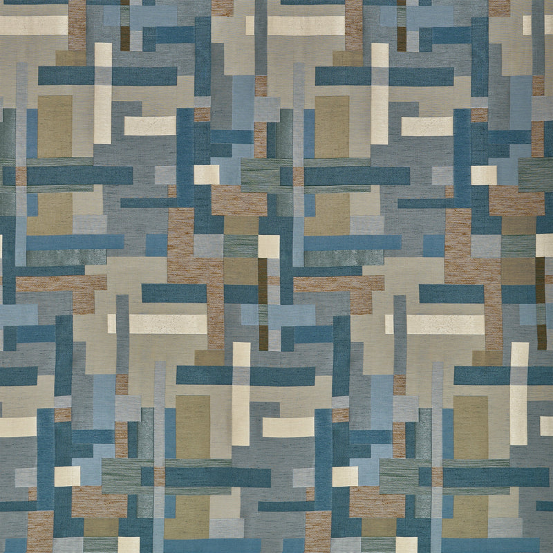 Pavia Place Lagoon Thomas Lavin Fabric by Coraggio — flat