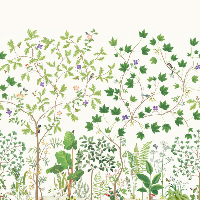 217211 Sycamore and Oak Arboretum Botanical Green Wallpaper by Sanderson