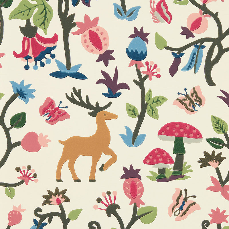 217218 Forest of Dean Arboretum Mulberry and Multi Wallpaper by Sanderson