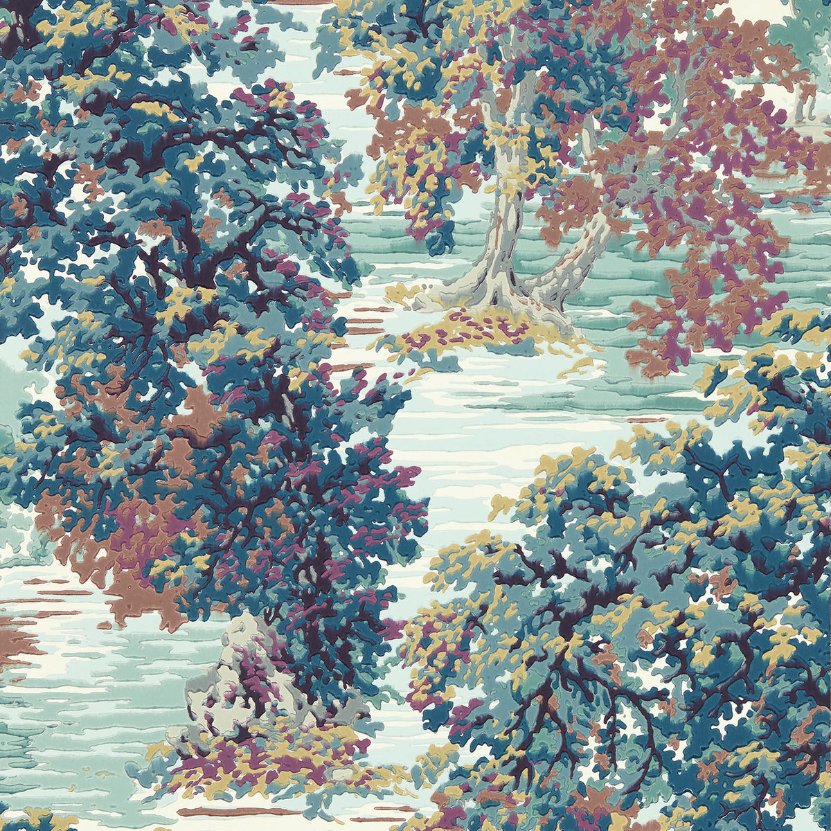 Ancient Canopy Arboretum Forest Green Wallpaper by Sanderson