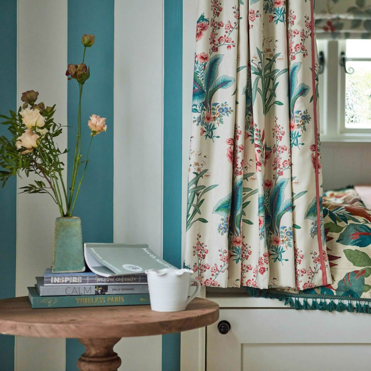 227061 Enys Garden Arboretum Blush Jade Fabric by Sanderson