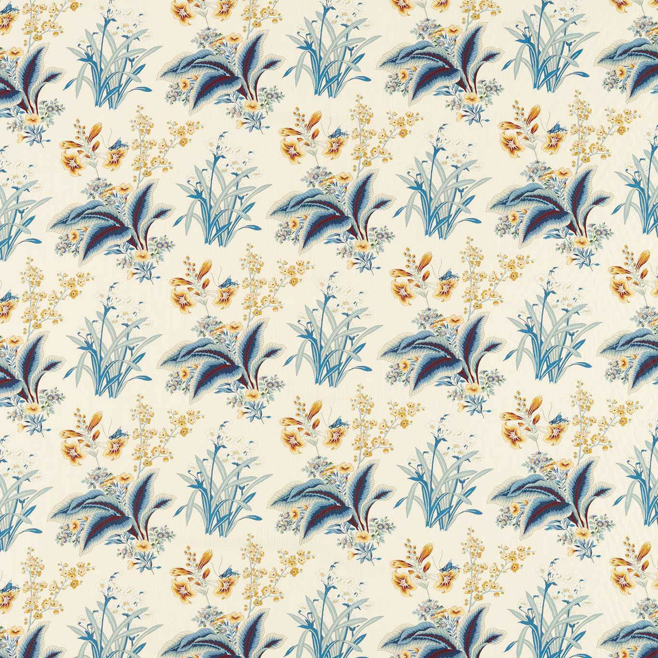 227063 Enys Garden Arboretum Indigo and Primrose Fabric by Sanderson