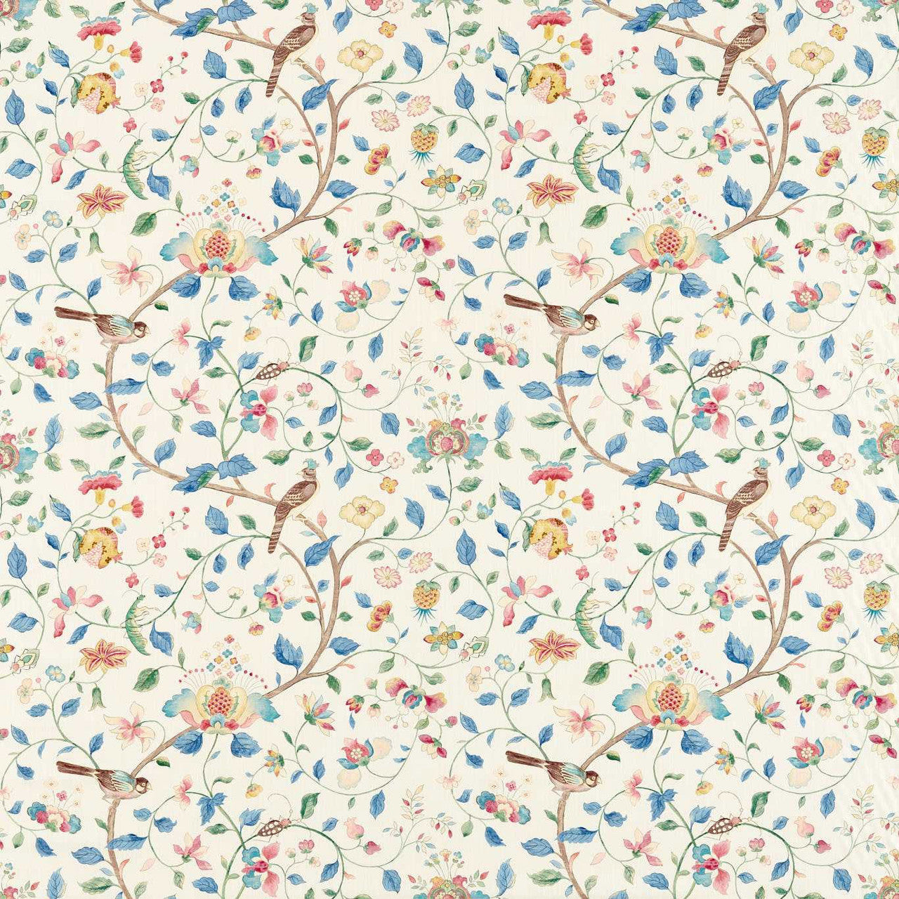 227066 Aril's Garden Arboretum Indigo and Red Fabric by Sanderson