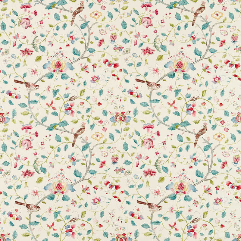 227067 Aril's Garden Arboretum Blue Clay and Pink Fabric by Sanderson