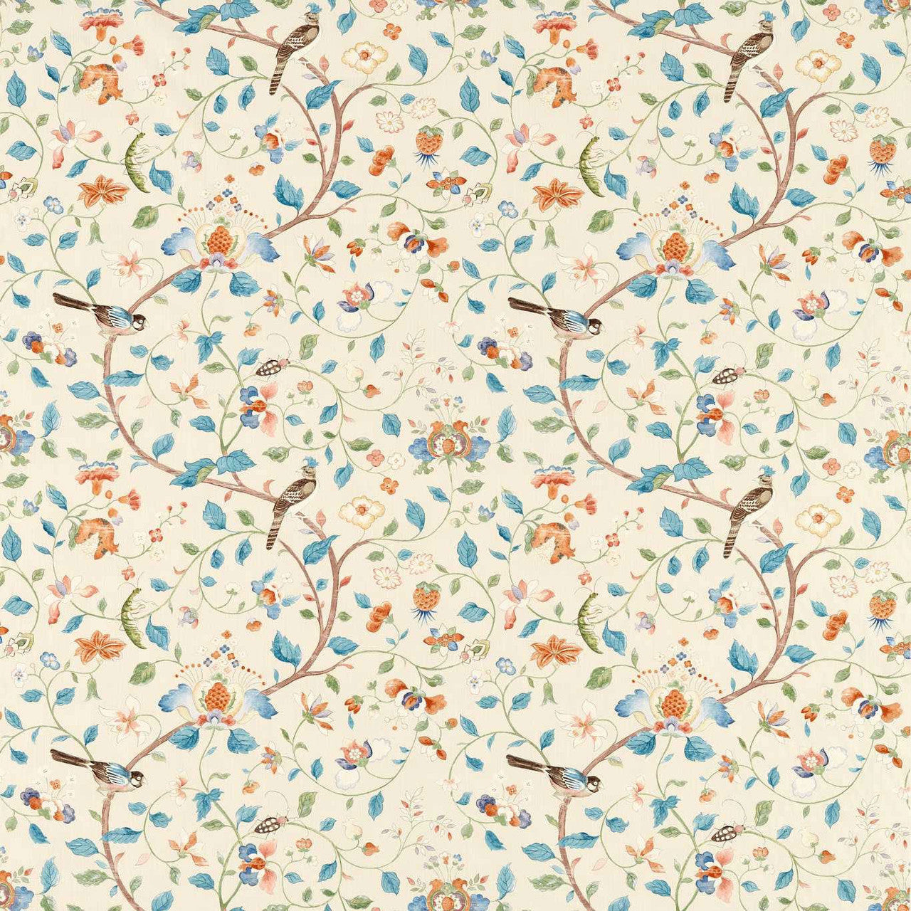 227069 Aril's Garden Arboretum Teal and Russet Fabric by Sanderson