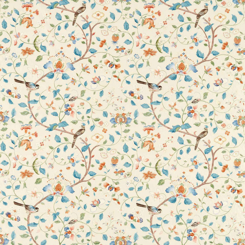 227069 Aril's Garden Arboretum Teal and Russet Fabric by Sanderson
