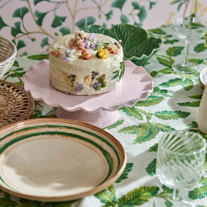 237321 Oaknut Stripe Arboretum Botanical Green Fabric by Sanderson