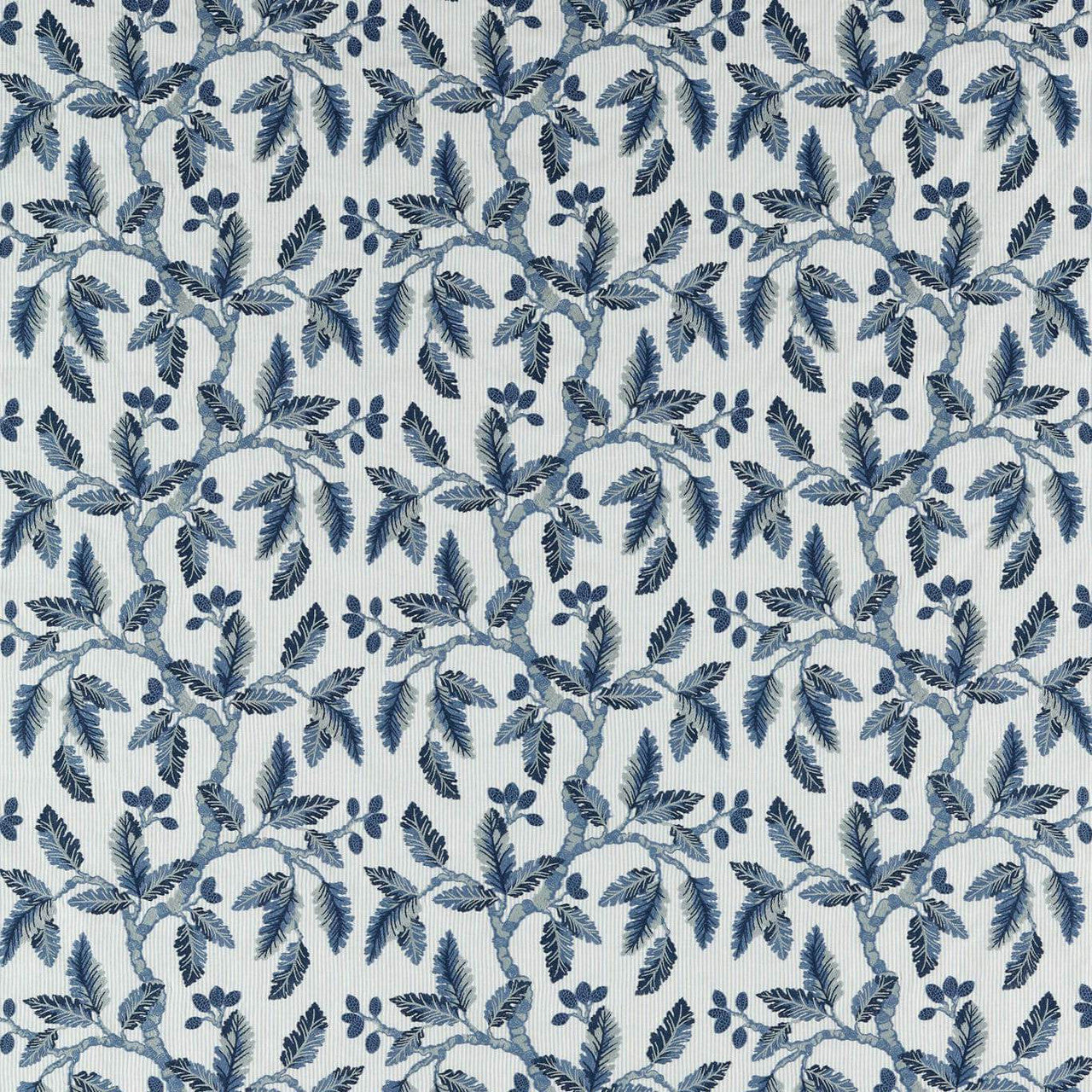 237323 Oaknut Stripe Arboretum Indigo Multi Fabric by Sanderson