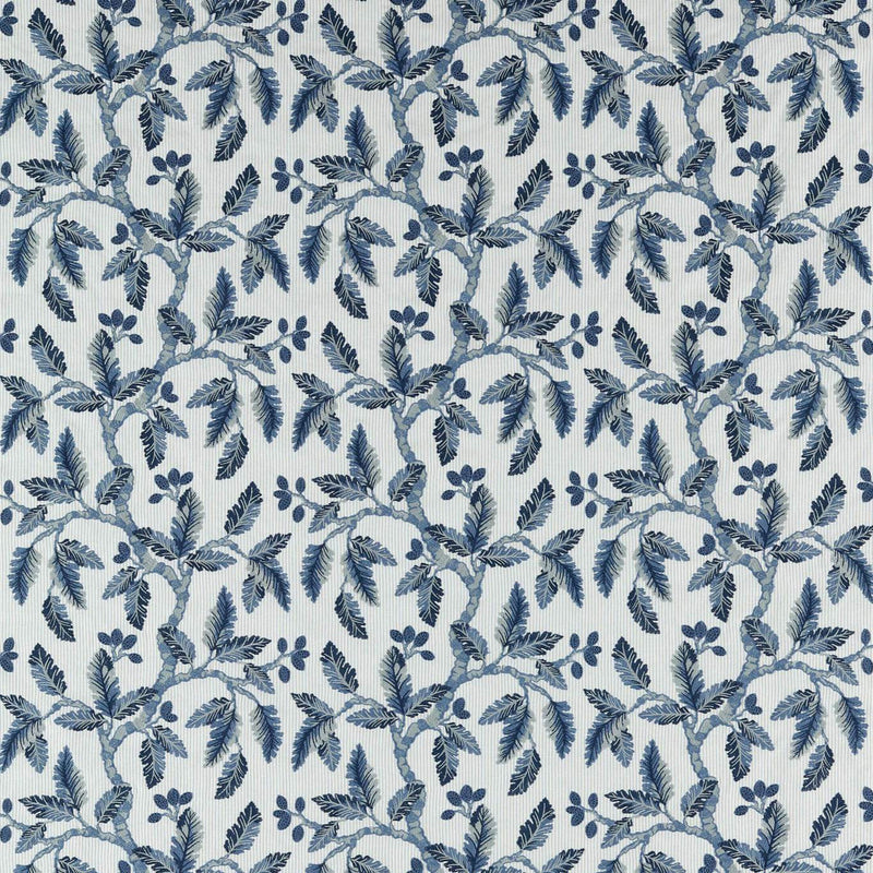 237323 Oaknut Stripe Arboretum Indigo Multi Fabric by Sanderson