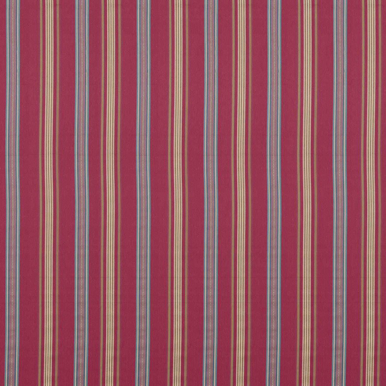 237326 Valley Stripe Arboretum Mulberry and Blue Fabric by Sanderson