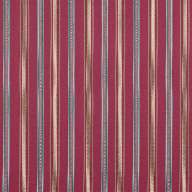 237326 Valley Stripe Arboretum Mulberry and Blue Fabric by Sanderson