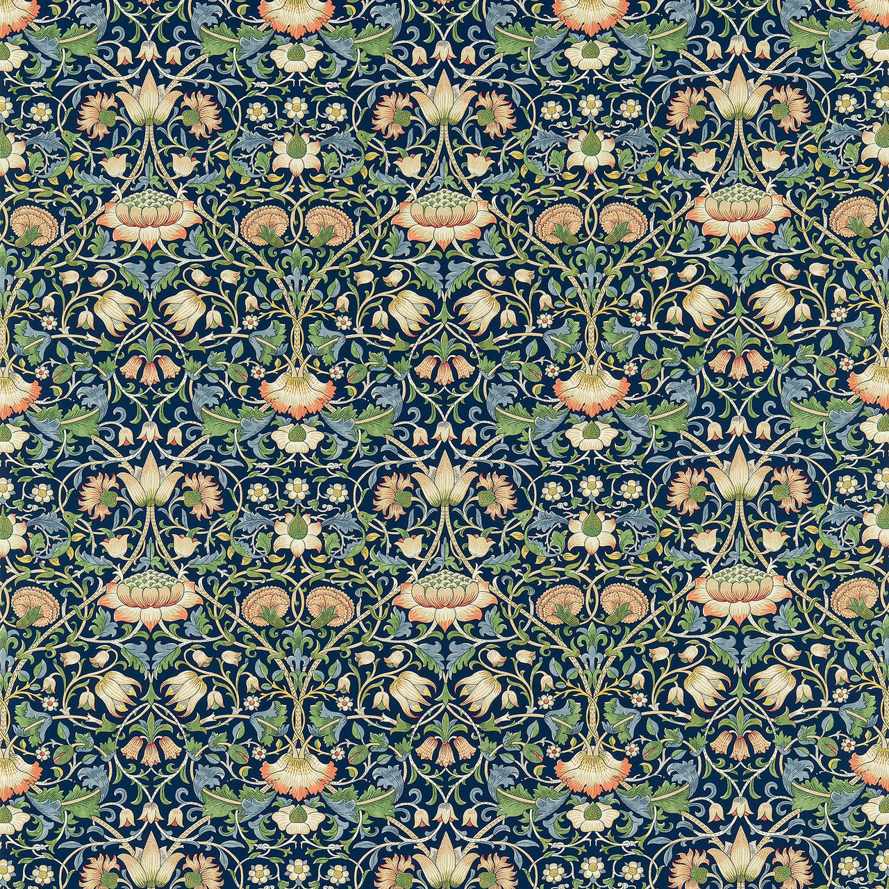 222521 Lodden Morris & Friends Indigo and Mineral Fabric by Morris & Co