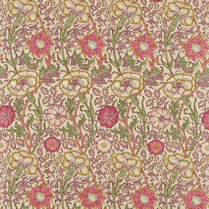 222529 Pink & Rose Morris & Friends Manilla and Wine Fabric by Morris & Co