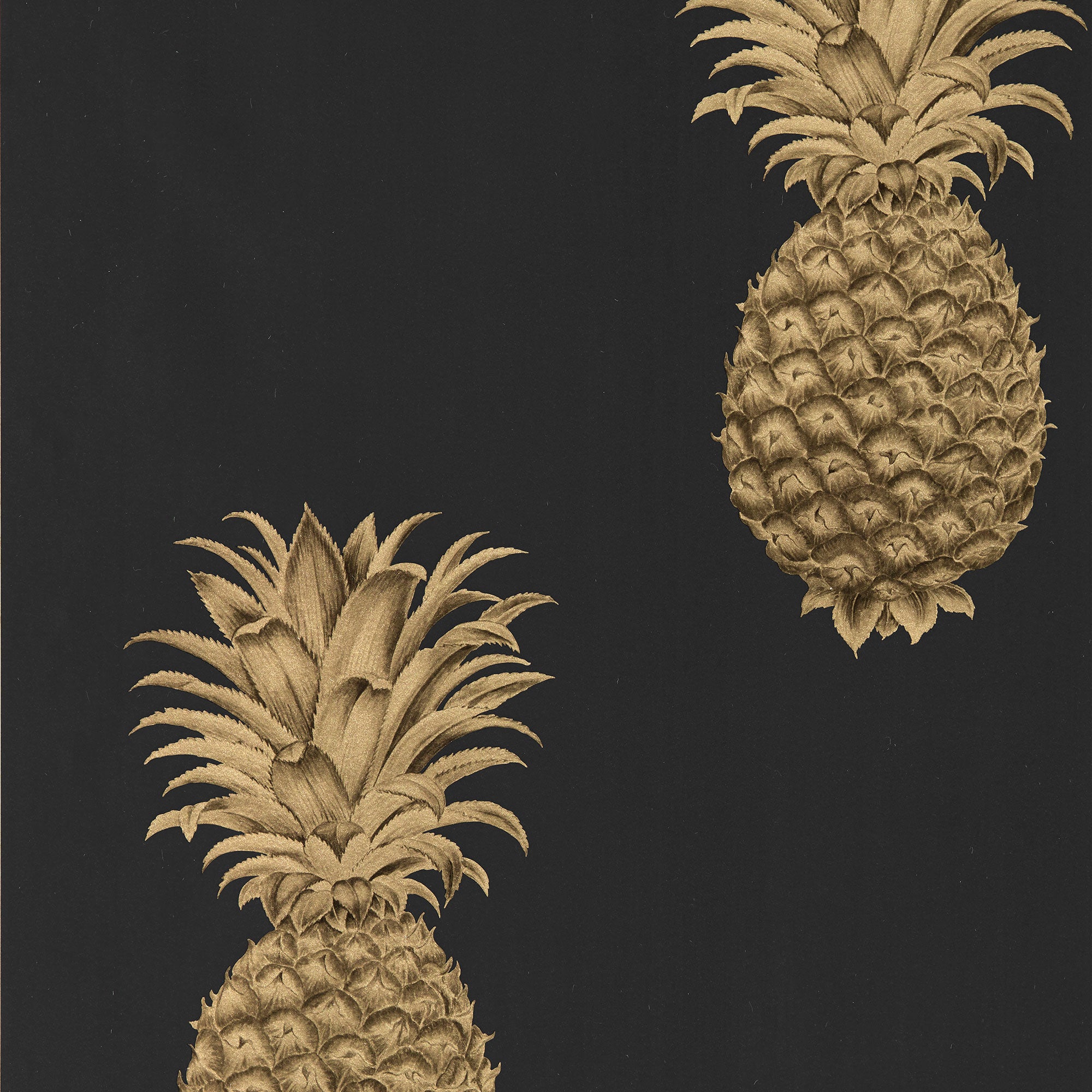216326 Pineapple Royale Curios Graphite/Gold Wallpaper by Sanderson