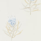 216327 Protea Flower Curios China Blue/Canvas Wallpaper by Sanderson