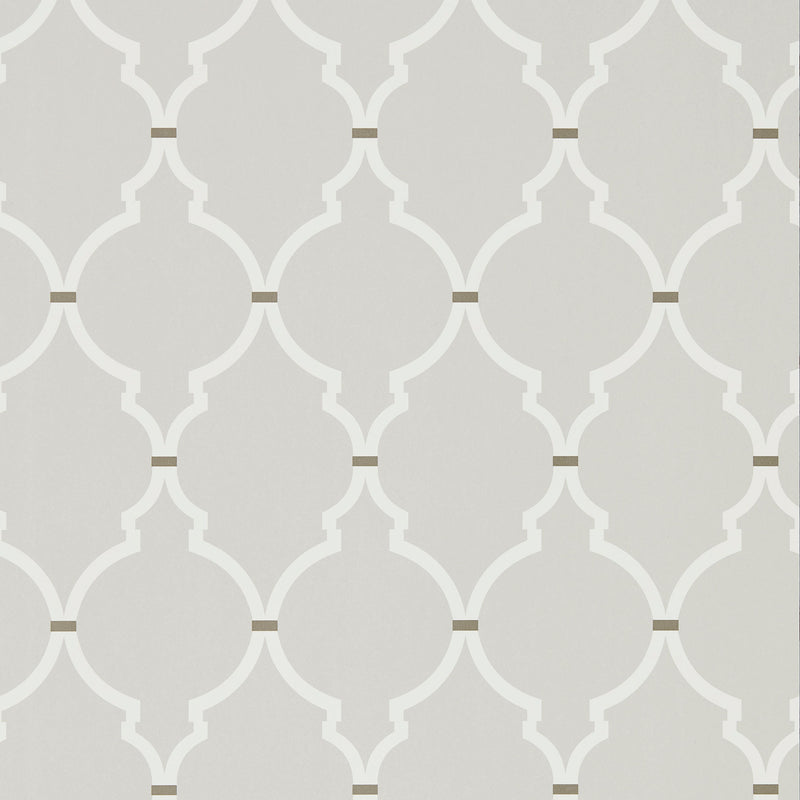 216335 Empire Trellis Curios Silver/Calico Wallpaper by Sanderson