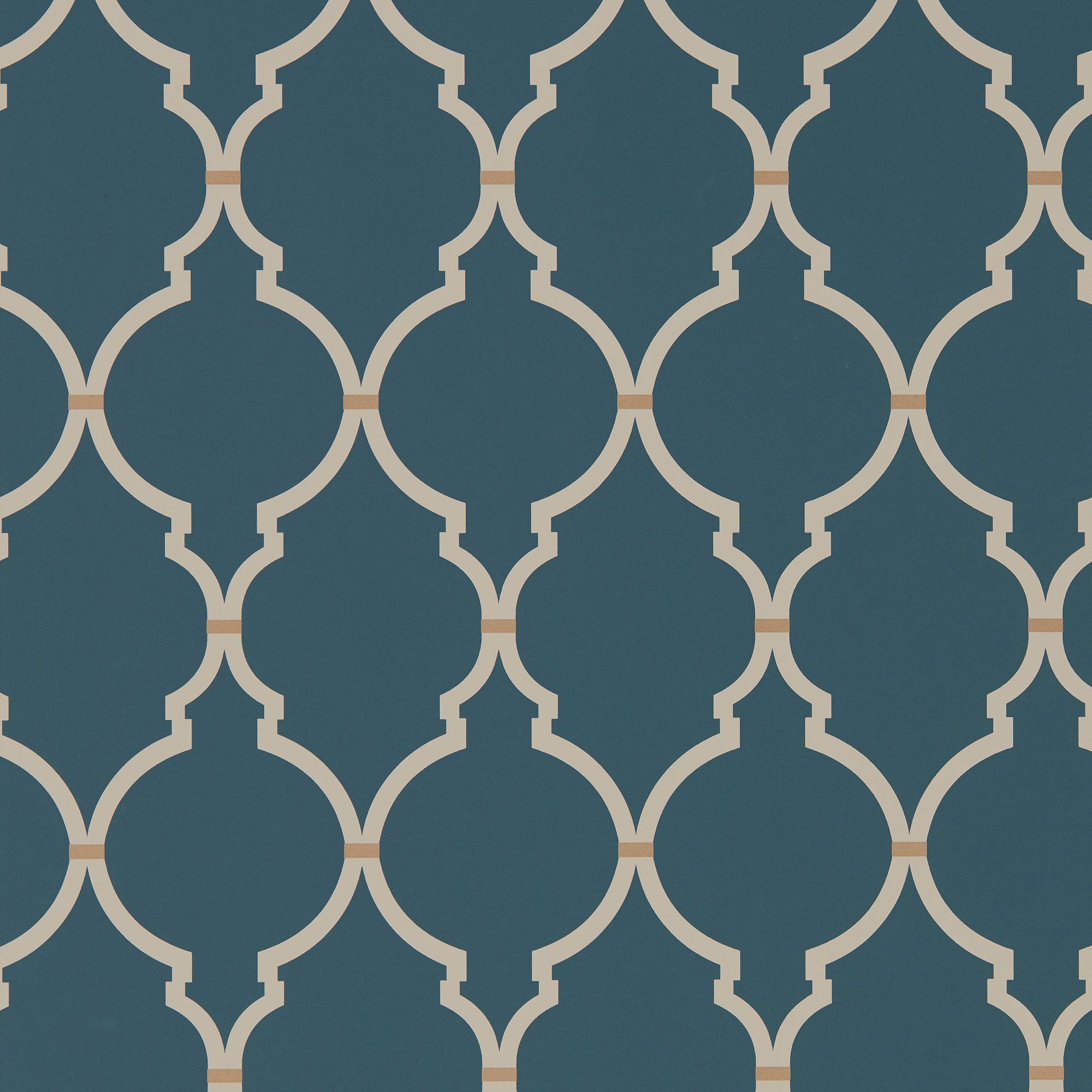 216338 Empire Trellis Curios Indigo/Linen Wallpaper by Sanderson