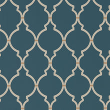 216338 Empire Trellis Curios Indigo/Linen Wallpaper by Sanderson