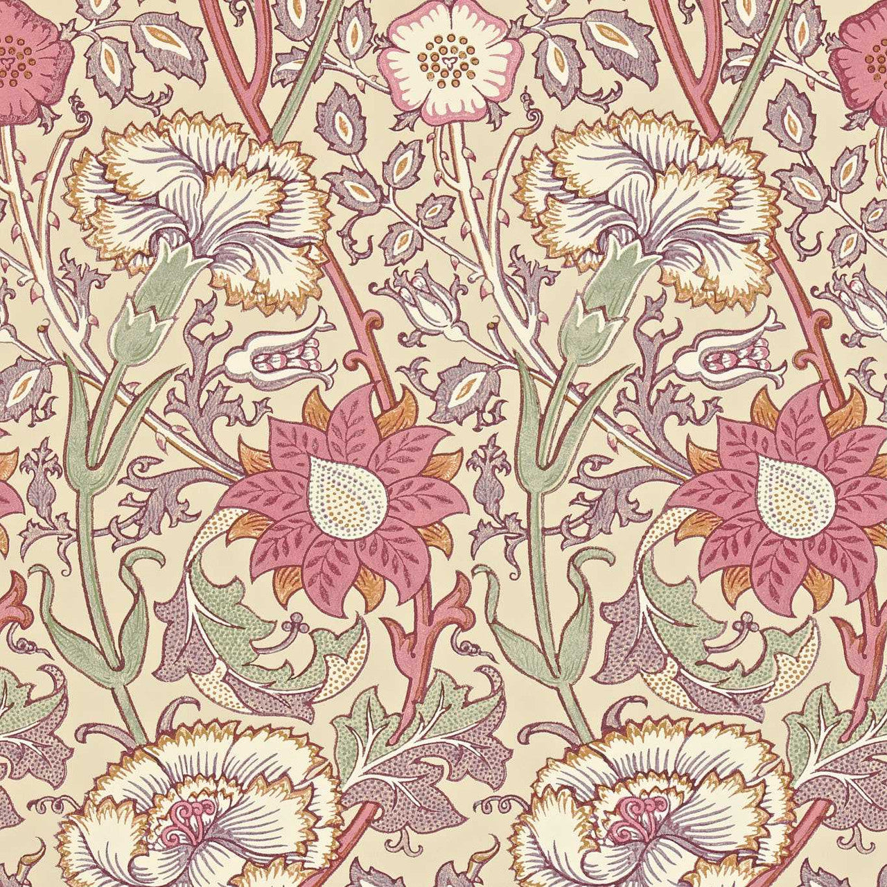 212566 Pink & Rose Morris & Friends Manilla & White Wallpaper by Morris & Co