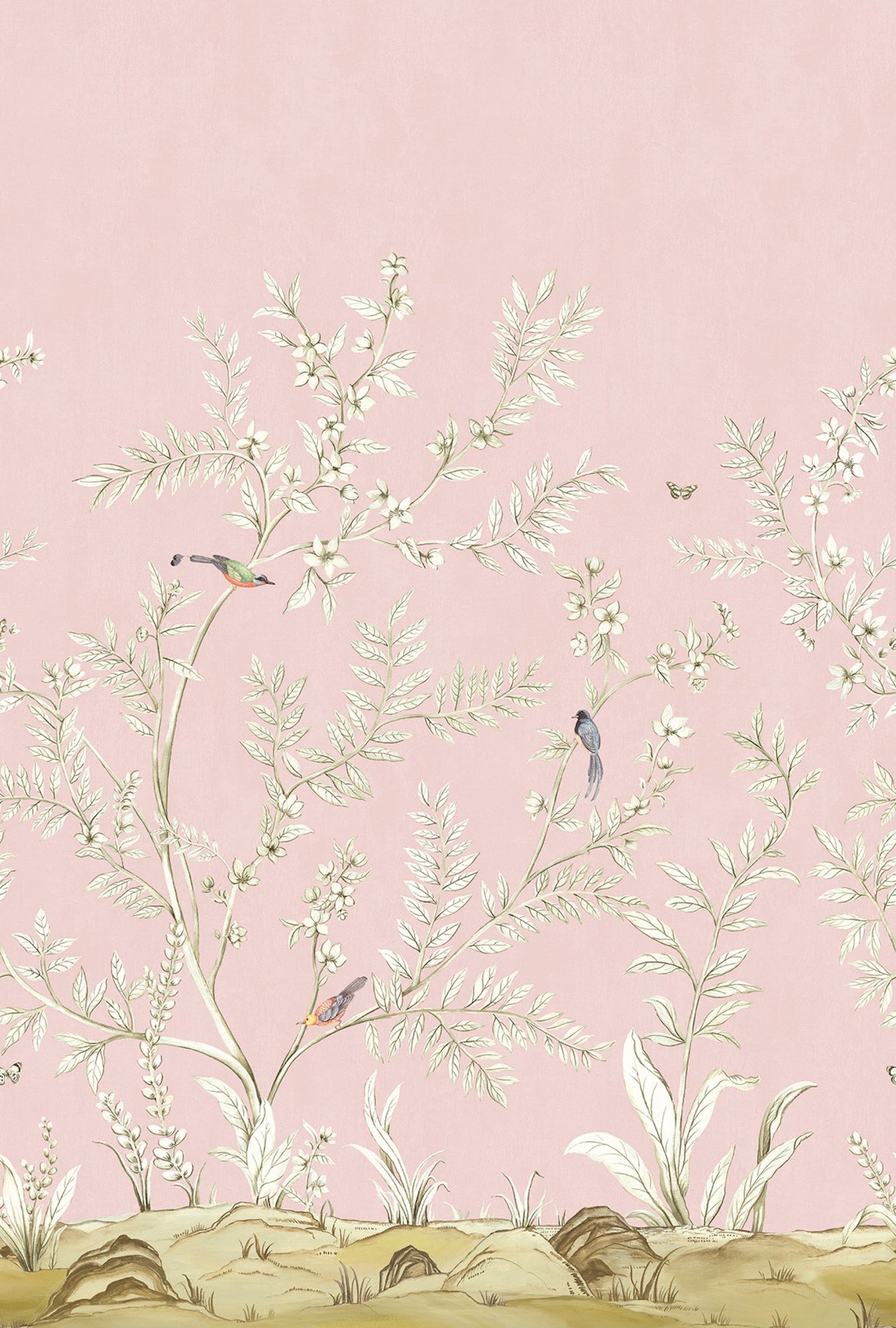 Vining Beauty Mural Pink Daisy Bennett Wallpaper by Galerie