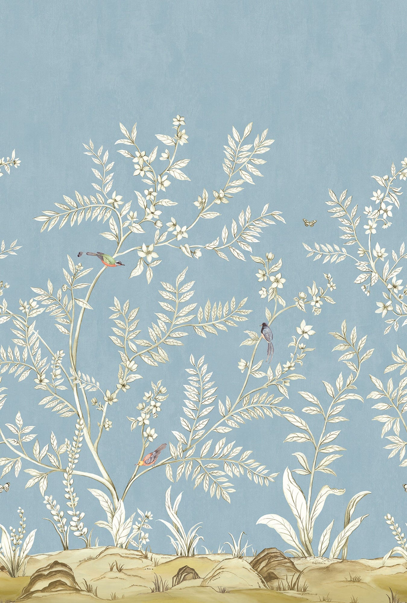 Vining Beauty Mural Blue Daisy Bennett Wallpaper by Galerie