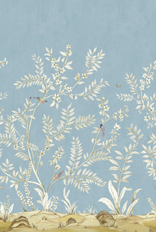 Vining Beauty Mural Blue Daisy Bennett Wallpaper by Galerie