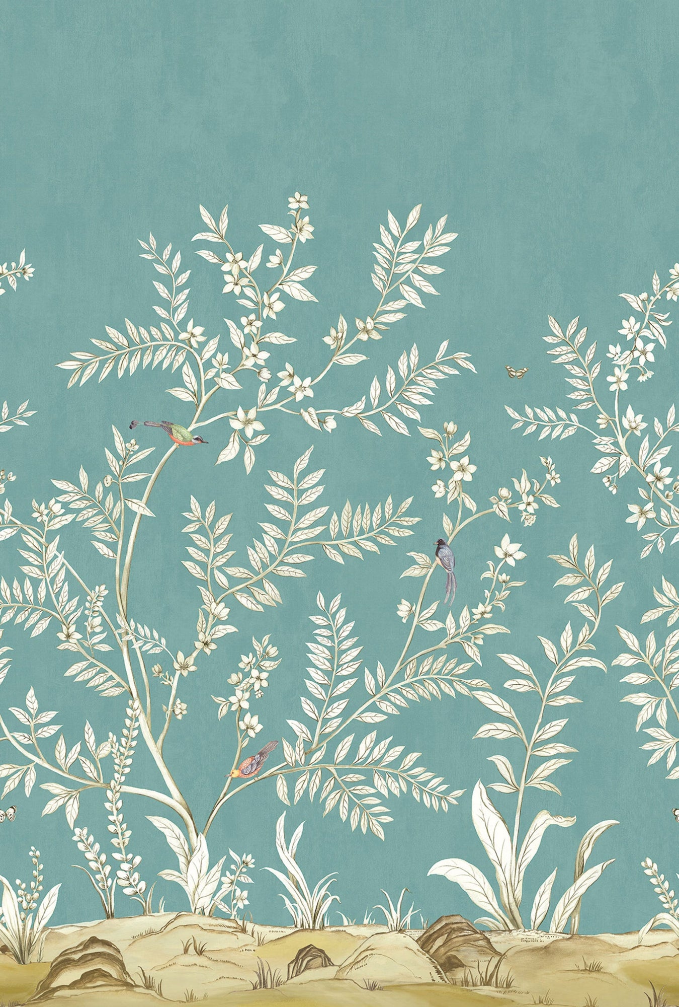 Vining Beauty Mural Blue Daisy Bennett Wallpaper by Galerie