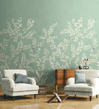 Vining Beauty Mural Green Daisy Bennett Wallpaper by Galerie