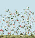 Chinoiserie Magnolia Mural Blue Daisy Bennett Wallpaper by Galerie