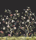 Chinoiserie Magnolia Mural Black Daisy Bennett Wallpaper by Galerie