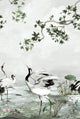Crane Mural Silver Grey Daisy Bennett Wallpaper by Galerie