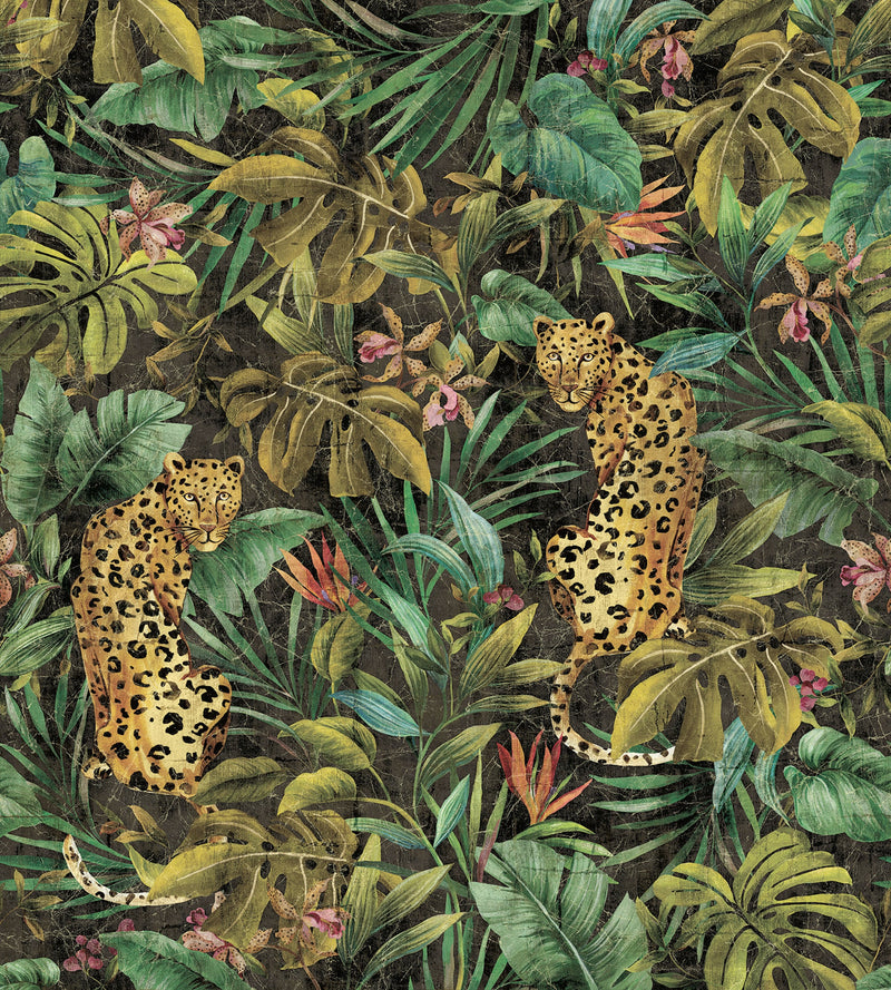 Exotica Mural Black Daisy Bennett Wallpaper by Galerie