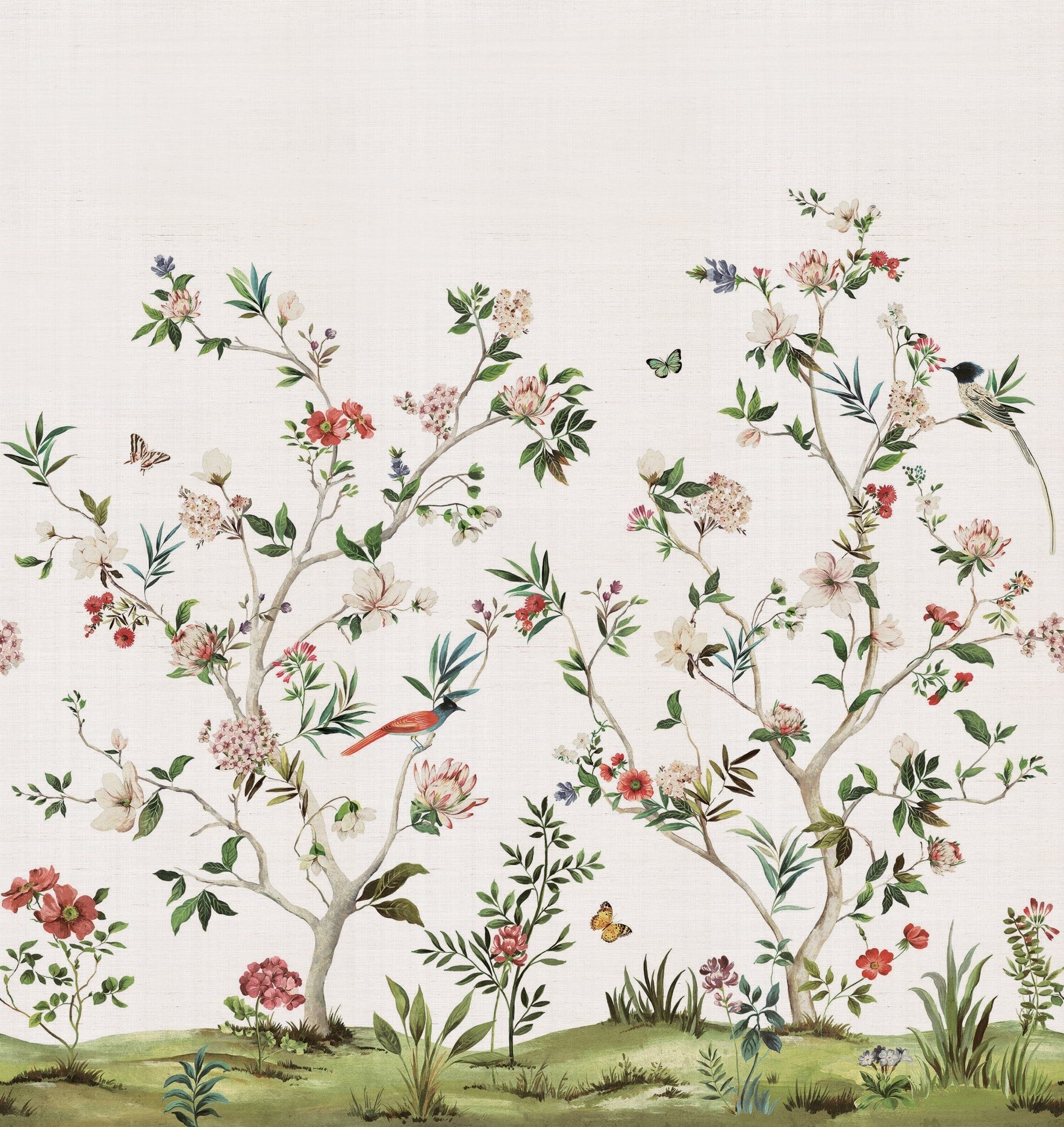 Chinoiserie Magnolia Mural Multicolours Wallpaper by Galerie