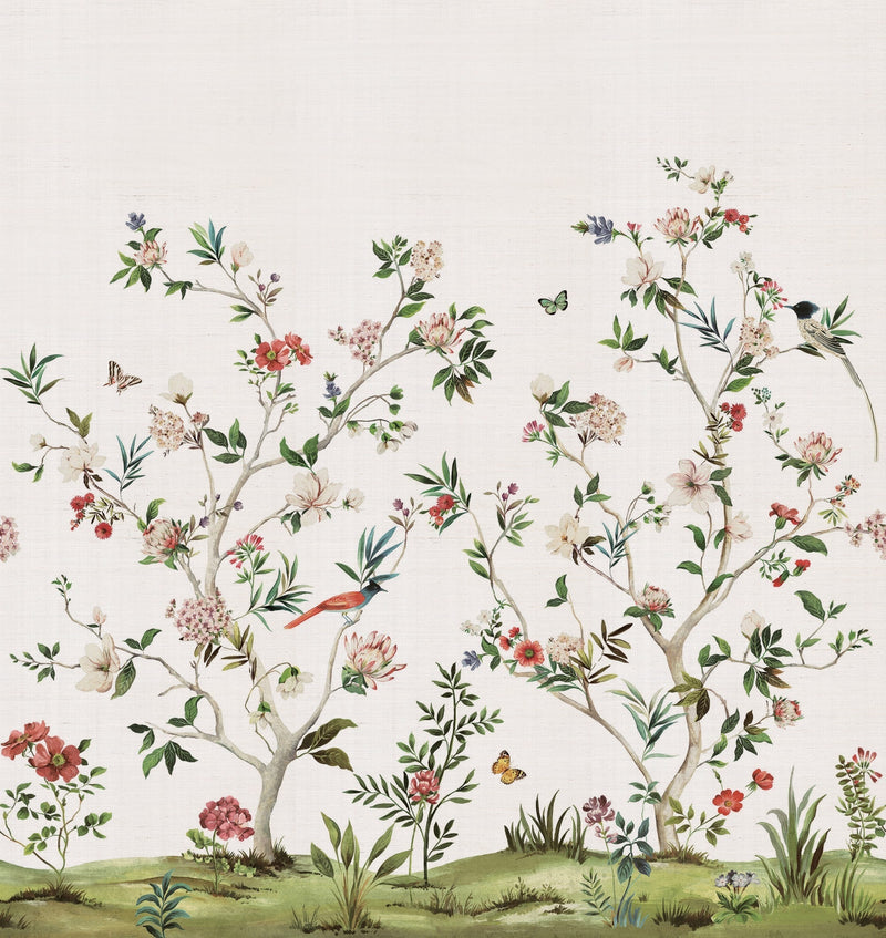 Chinoiserie Magnolia Mural Multicolours Wallpaper by Galerie