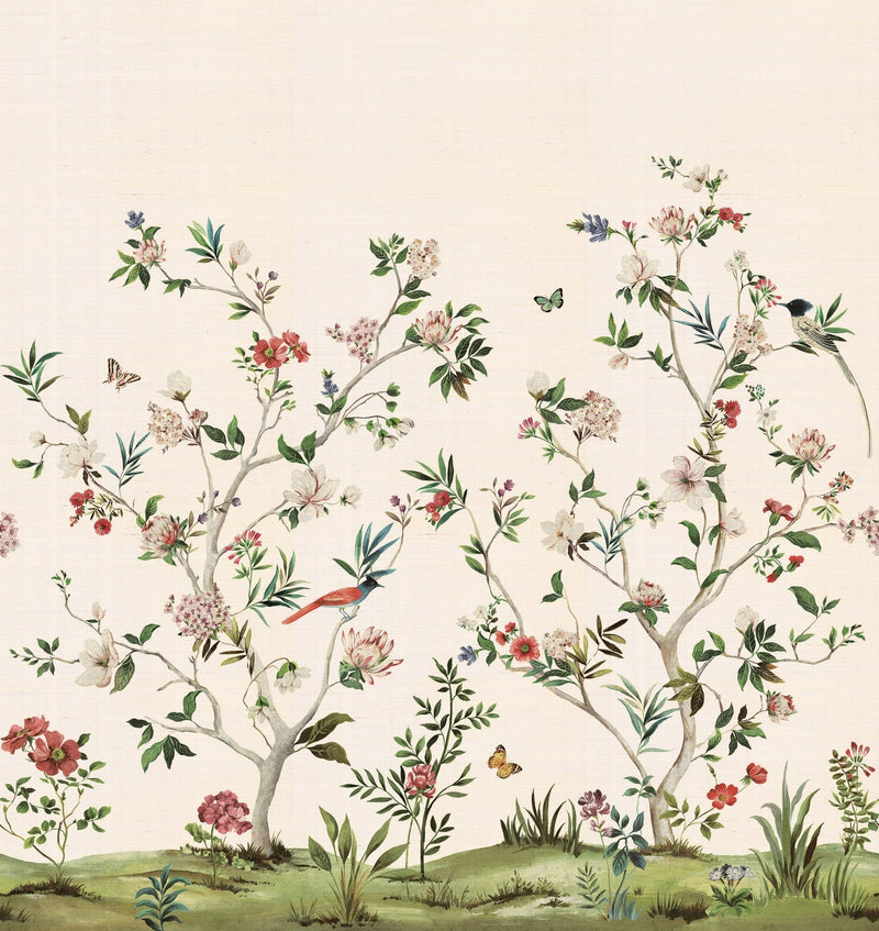Chinoiserie Magnolia Mural Multicolours Wallpaper by Galerie