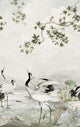 Crane Mural Silver Grey Daisy Bennett Wallpaper by Galerie