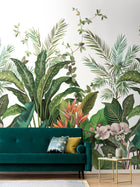 Bird of Paradise Mural Green Daisy Bennett Wallpaper by Galerie