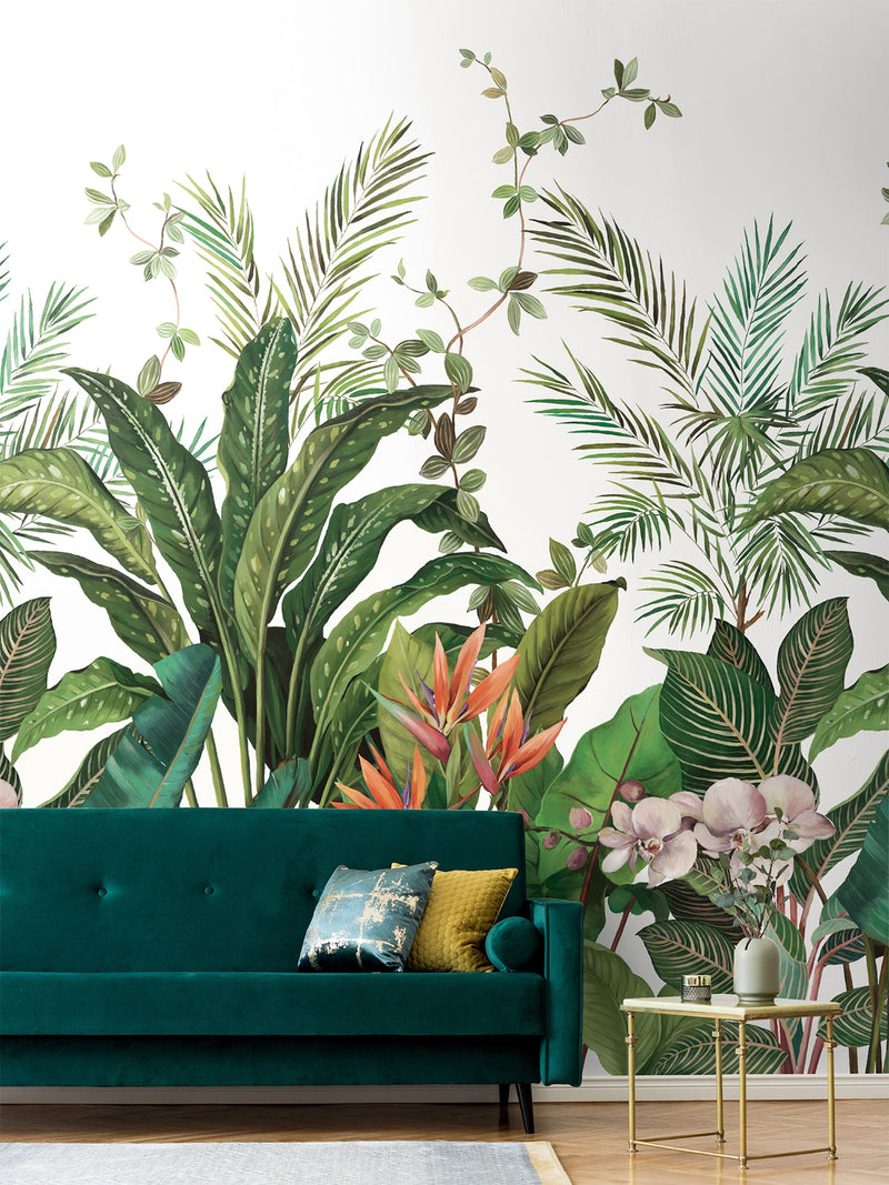 Bird of Paradise Mural Green Daisy Bennett Wallpaper by Galerie
