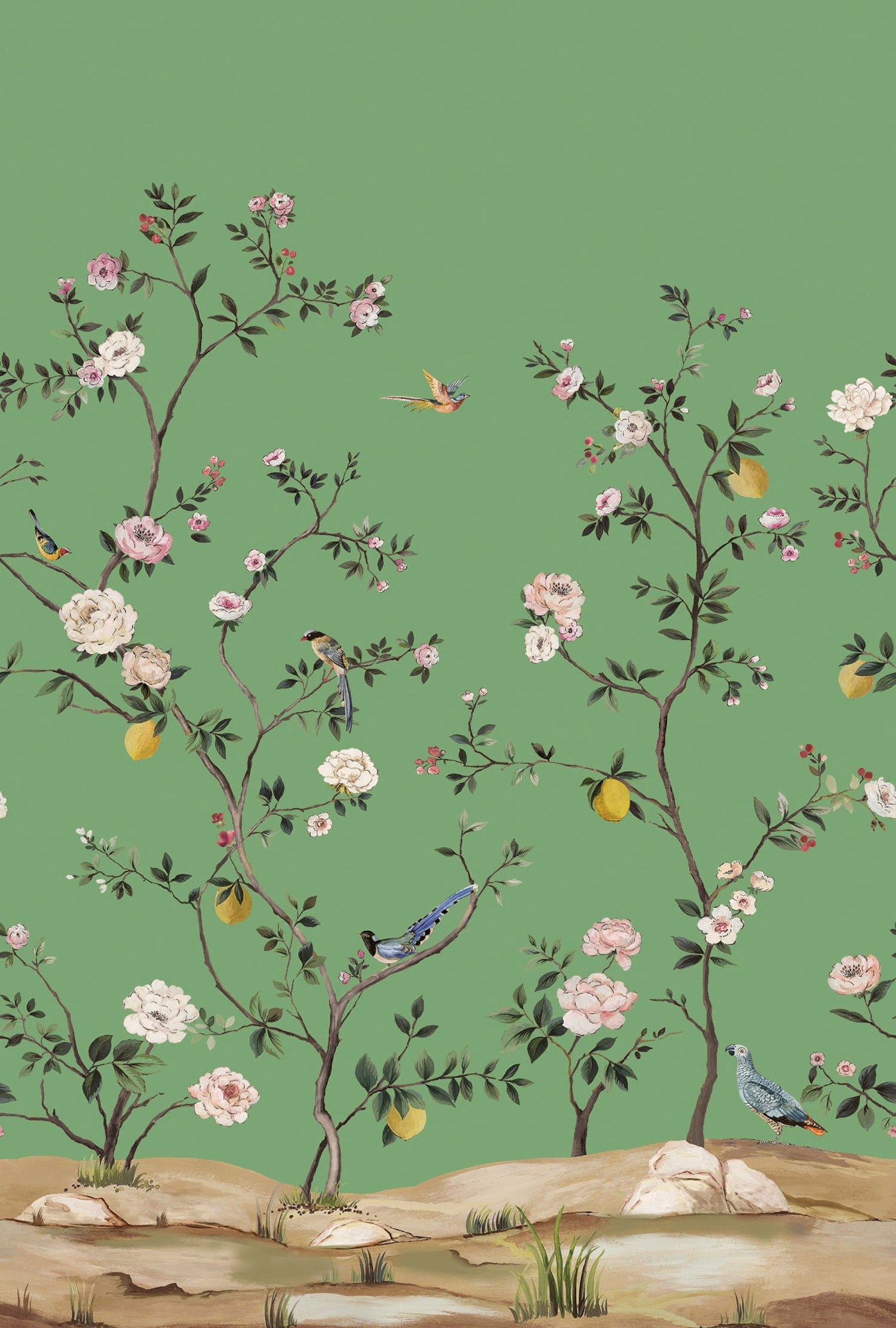 Blossom Mural Green Daisy Bennett Wallpaper by Galerie
