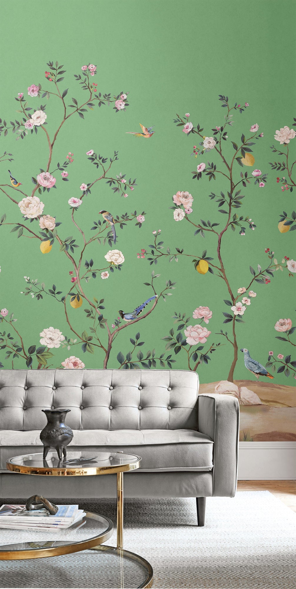 Blossom Mural Green Daisy Bennett Wallpaper by Galerie