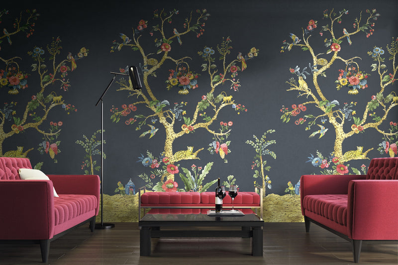 Tanzania Tree of Life Mural Black Daisy Bennett Wallpaper by Galerie