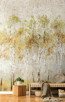Aspen Tree Mural Beige Daisy Bennett Wallpaper by Galerie