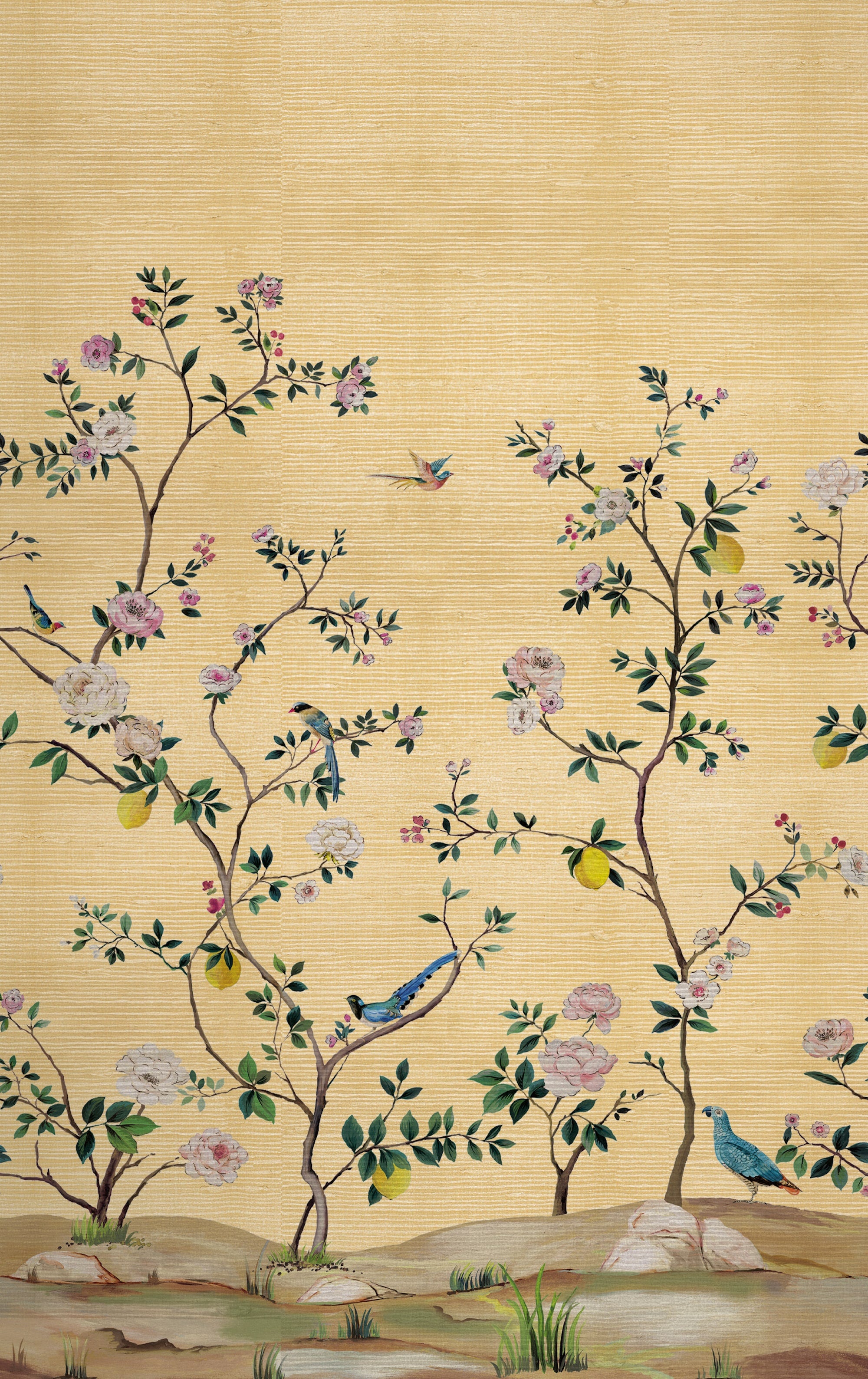 Blossom Mural Gold Daisy Bennett Wallpaper by Galerie