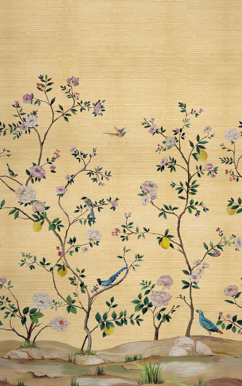 Blossom Mural Gold Daisy Bennett Wallpaper by Galerie