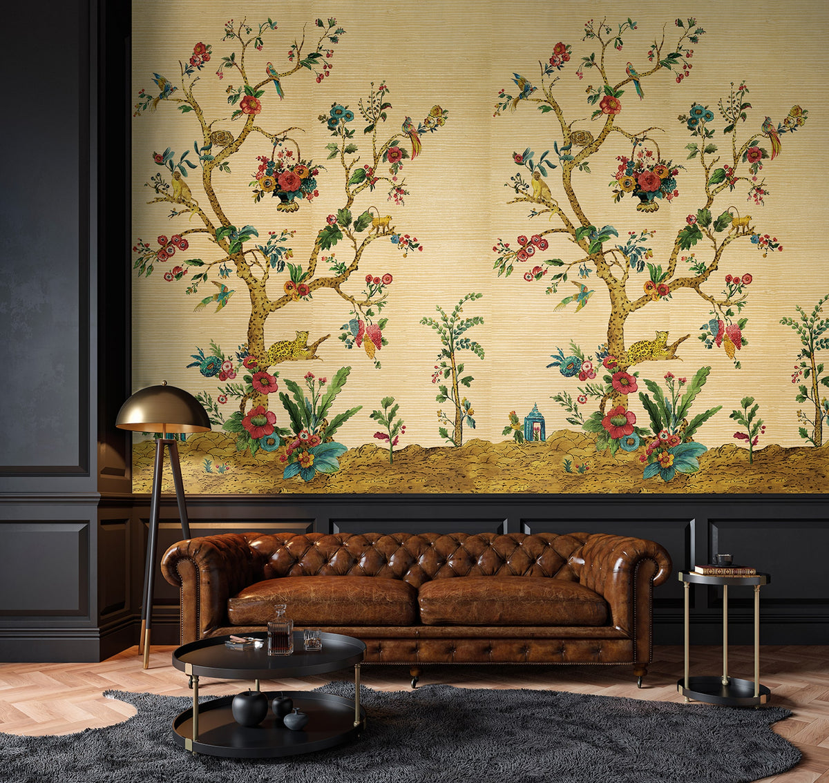 Tanzania Tree of Life Mural Gold Daisy Bennett Wallpaper by Galerie