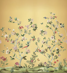 Chinoiserie Magnolia Mural Gold Daisy Bennett Wallpaper by Galerie